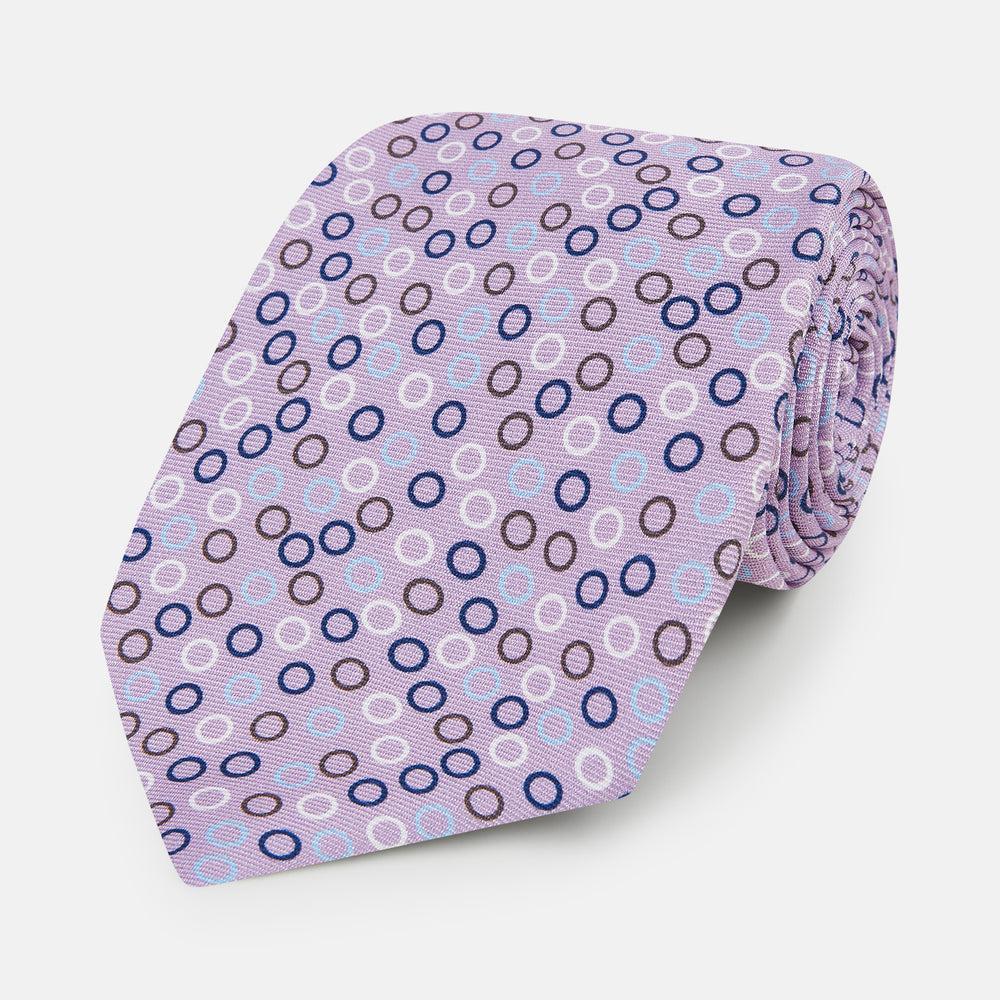 Multi-coloured Circle Yellow Silk Tie