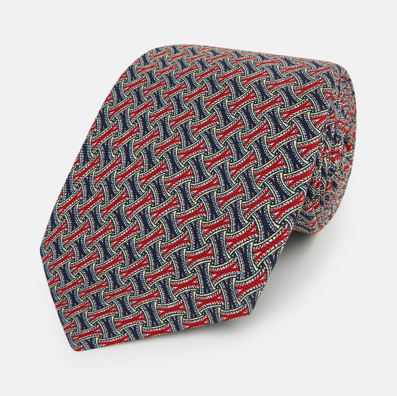 Image 1 of product Red and Navy Weave Patterned Silk Tie